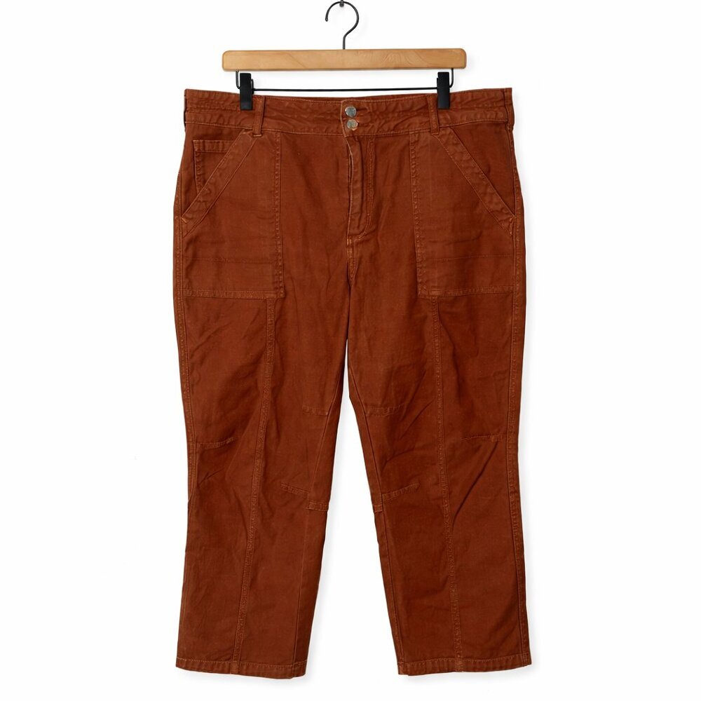 Pilcro Anthropologie Utility Crop Pants 32P Rust Straight Leg Workwear Boho - Picture 2 of 6